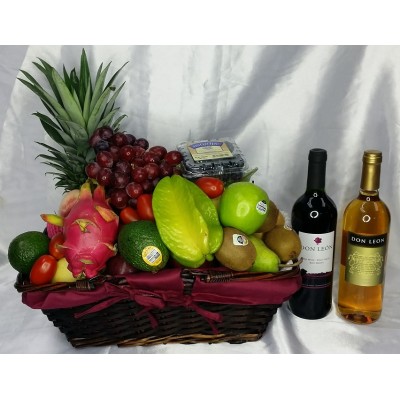 Mid Autumn Festival Fruits Hamper with Red and White Wine